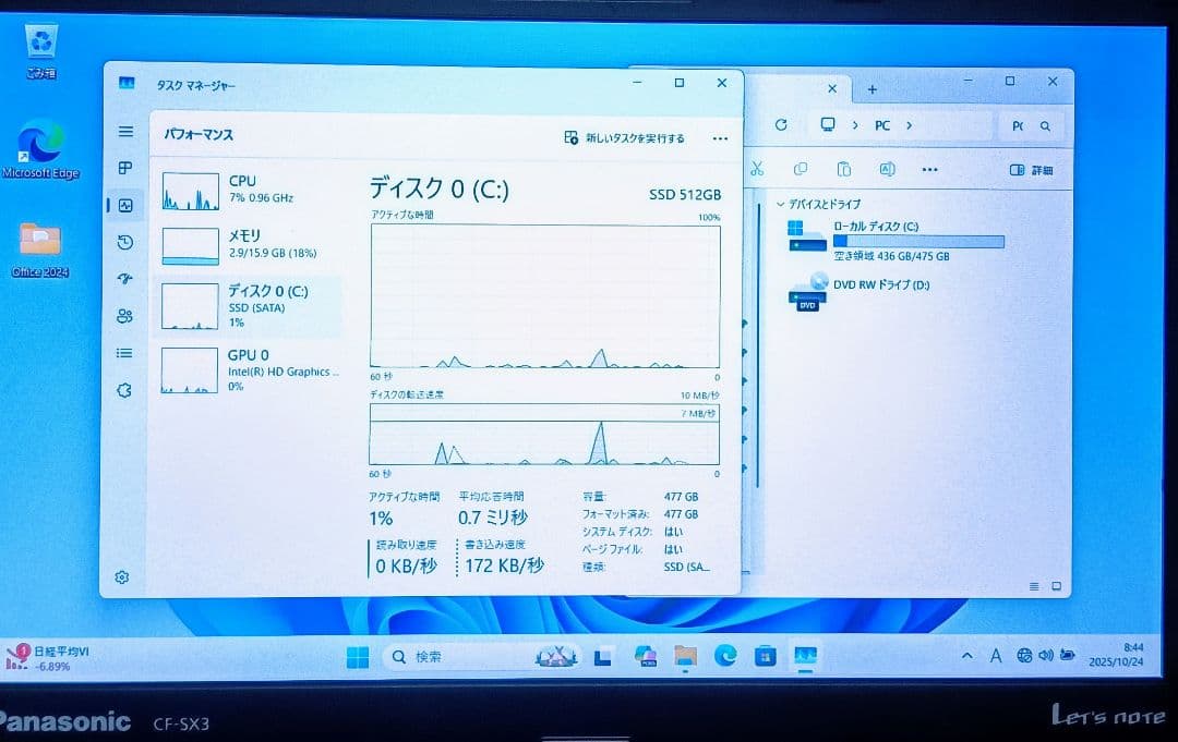 Panasonic レッツノート Corei7 16GB SSD512GB