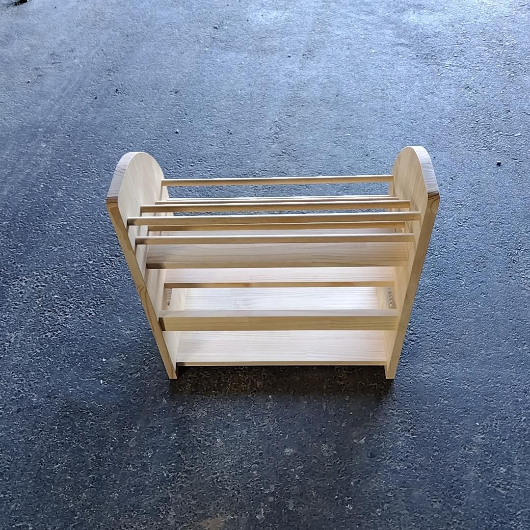 組み立て済マガジンラック 天然木　無垢材