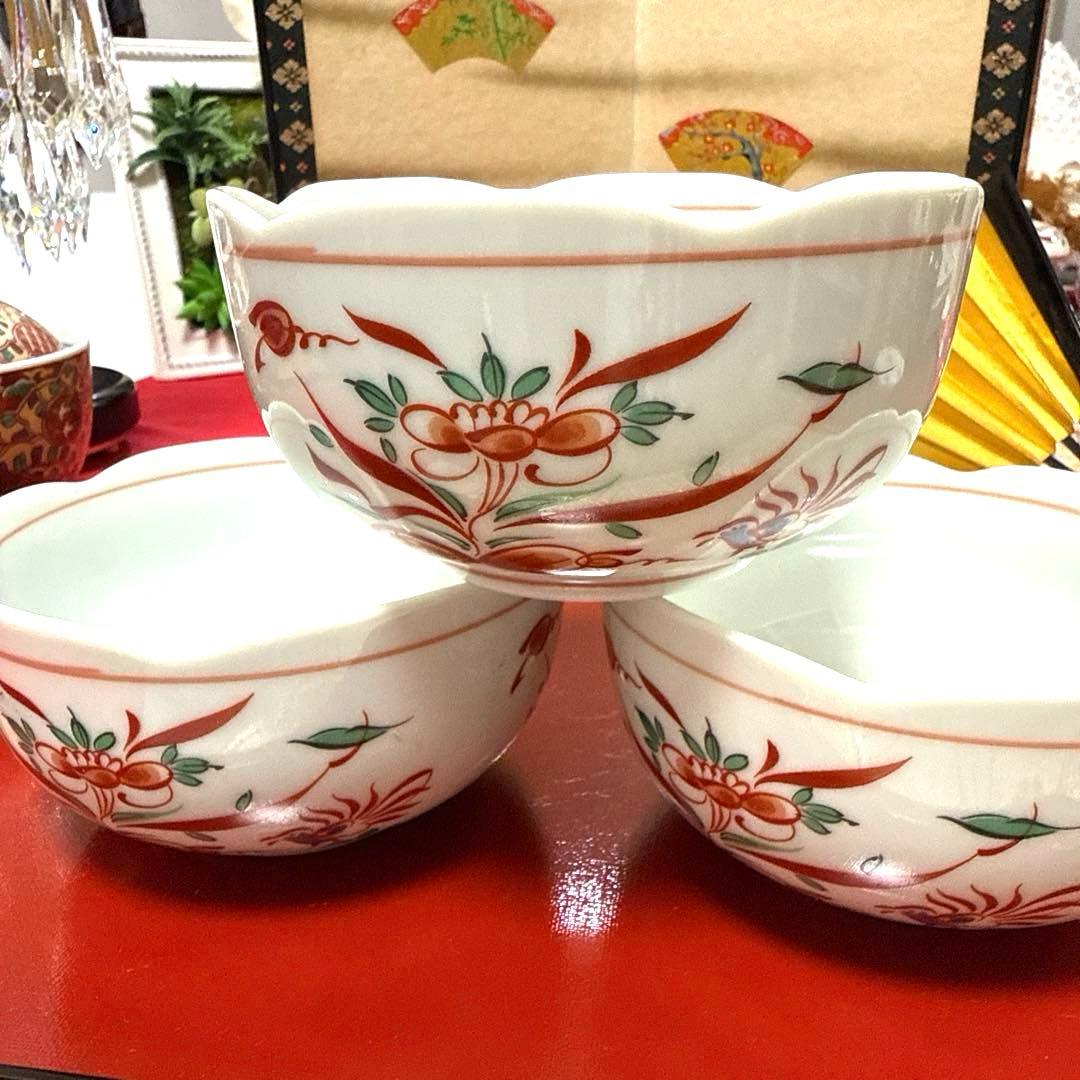 たち吉かぶら辛子角皿　伊万里金彩小丼小鉢　翔山茶碗蒸し　金縁グラスNo.3-48