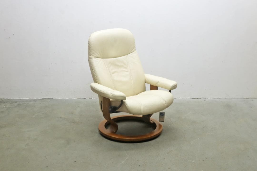 北欧 エコーネス コンサル オットマンセット 本革 リクライニング 1P ソファ