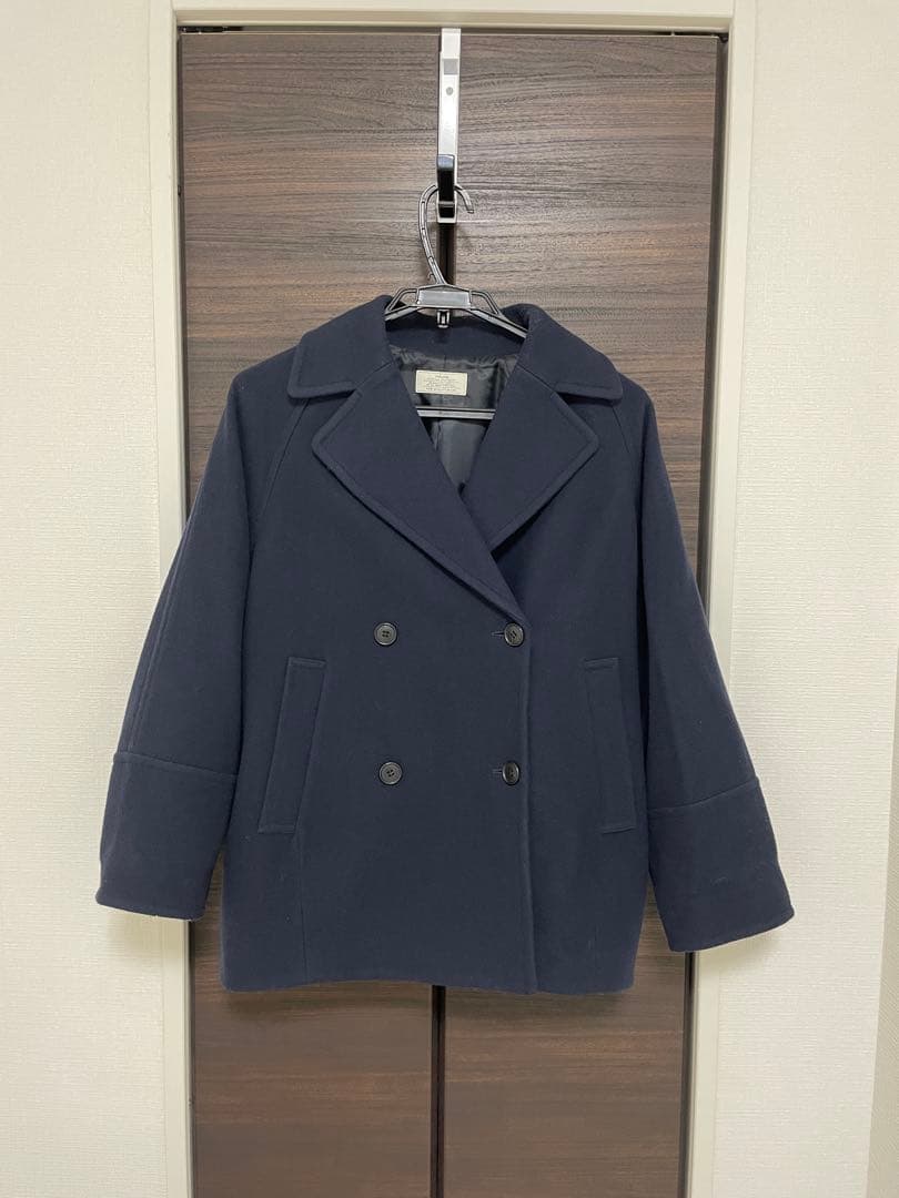 ★お値下げ　尾州ウールスーパー100モッサPコート　36 ネイビー