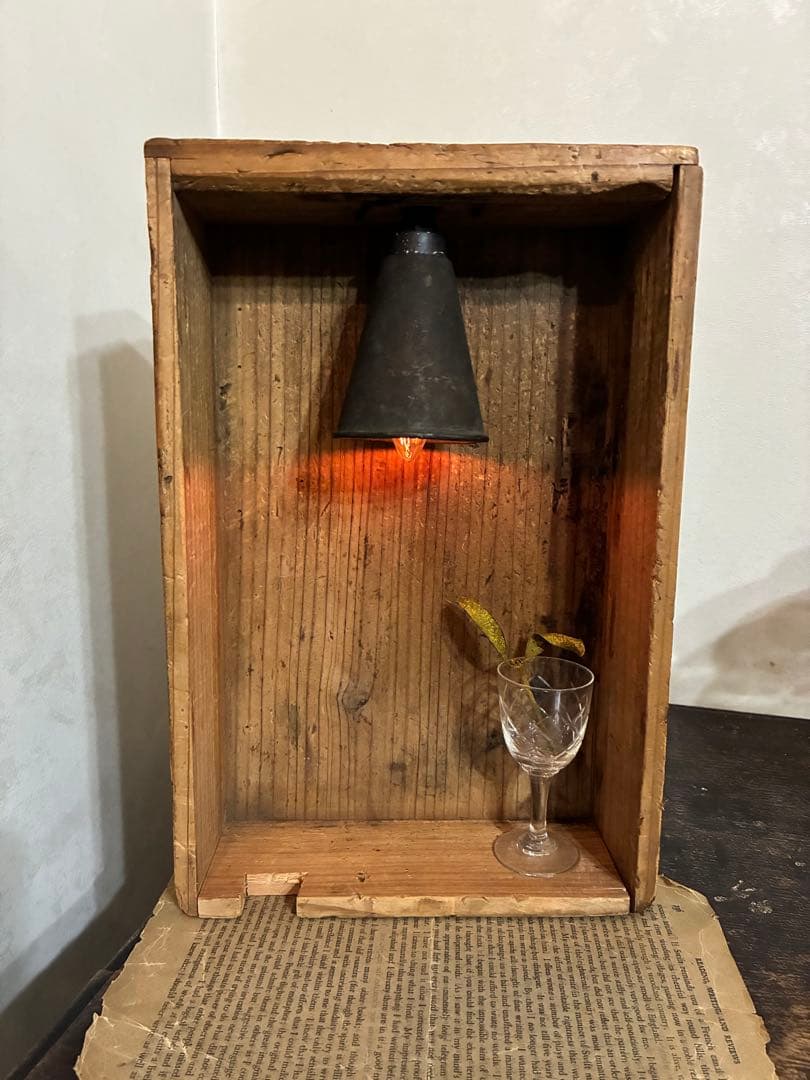 古道具 ライト 置き型 照明 古材 木箱 古雑貨