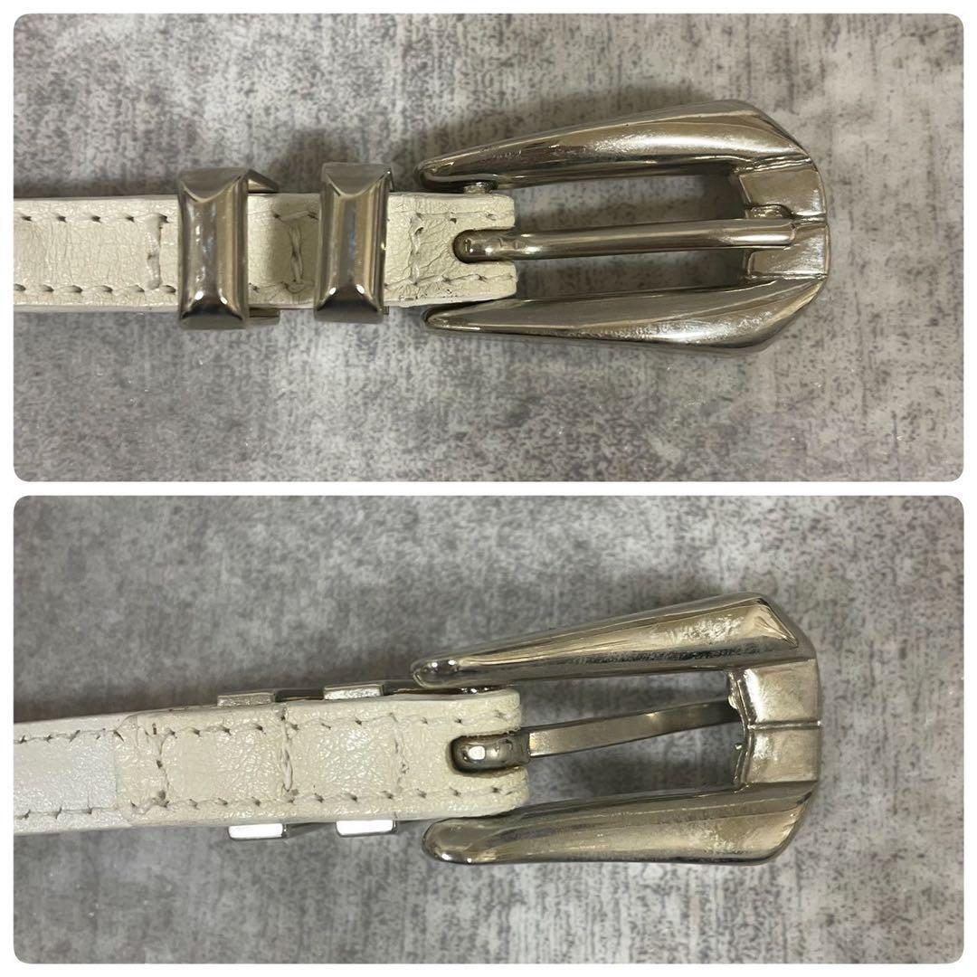 ヴェルサーチ　ベルト　レザー　ホワイト　シルバー　ウエスト