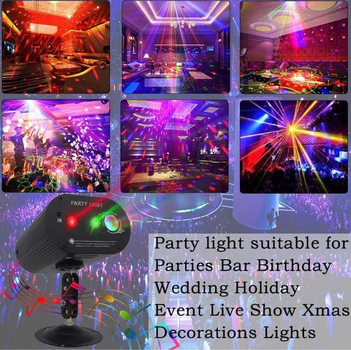 パーティーライトDJディスコライト、舞台照明、dj機器36パターンプロジェクター