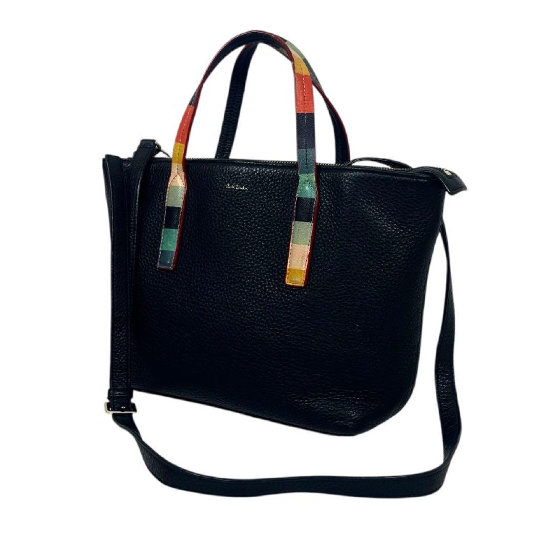 ポールスミス　ショルダーバッグ　2way ハンドバッグ　マルチストライプ　ロゴ