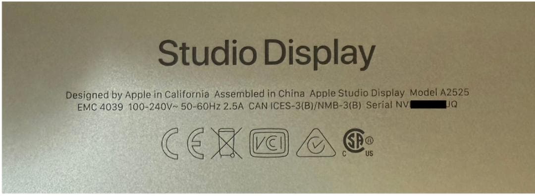 ジャンク品： Apple Studio display 27インチ