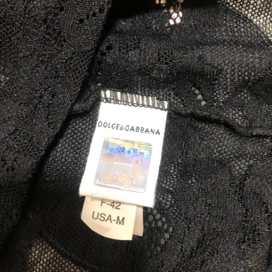Y2K DOLCE&GABBANA 42 レース テープロゴ キャミソール 黒