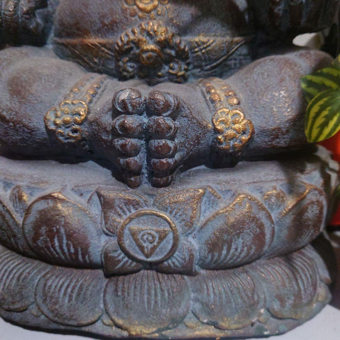 アジアン アンティークインパクト大 ガネーシャ像 置物 石製 約42cm