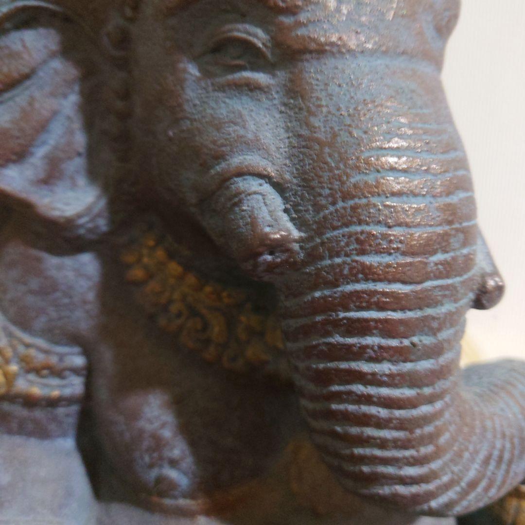 アジアン アンティークインパクト大 ガネーシャ像 置物 石製 約42cm