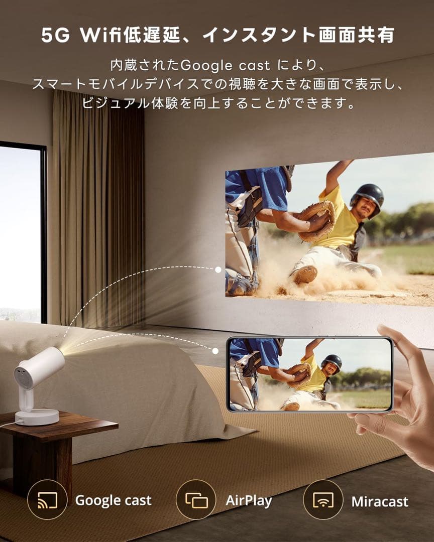 ✨プロジェクター 天井投影 1080P解像 4K対応　オートフォーカス 自動補正