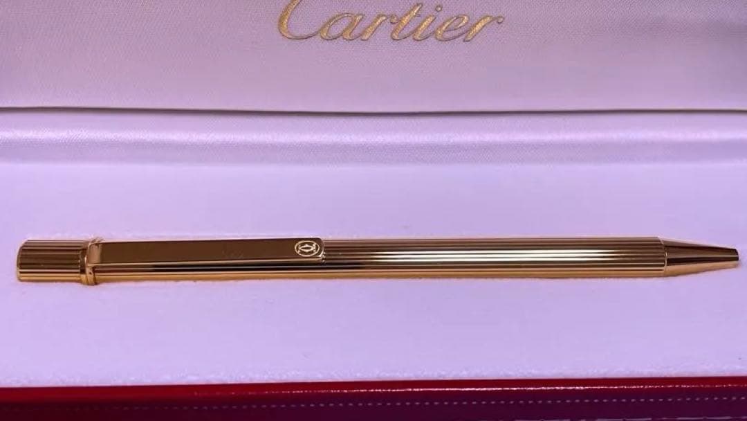 【新品・未使用】カルティエツイスト式マストボールペンゴールド証明書付き 黒インク