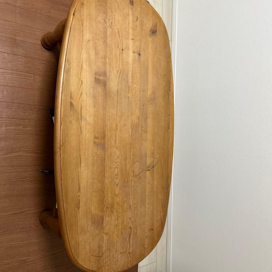 木製オーバル型センターテーブル