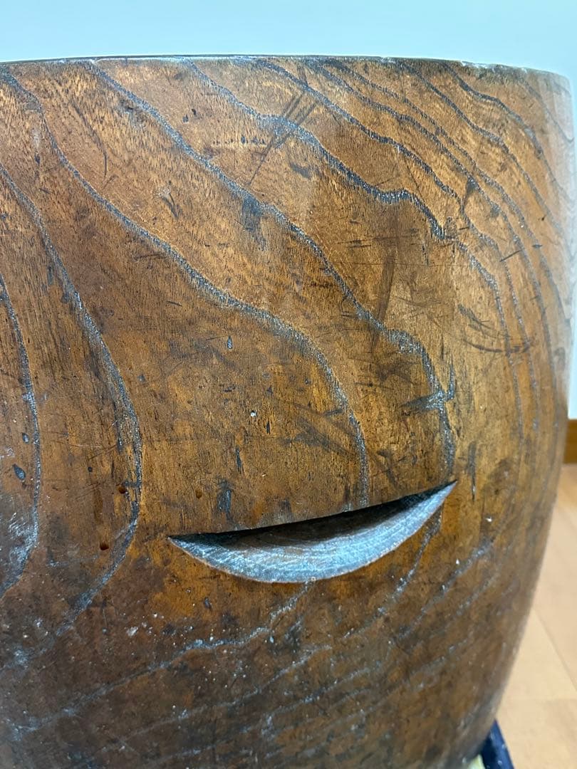 欅製　ケヤキ　木製　円筒形　臼 大きめ　室内保管していました