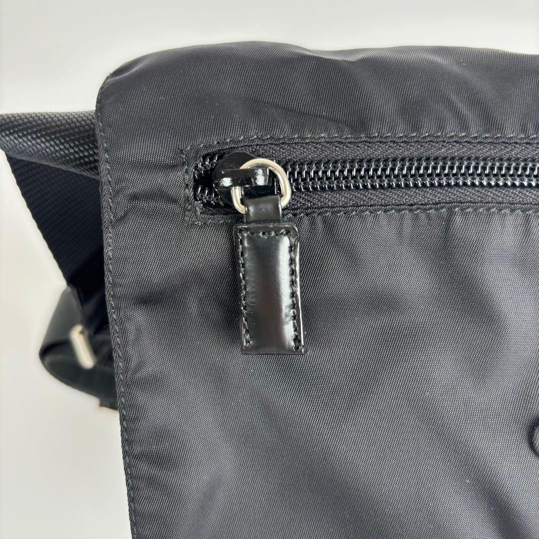 極美品 PRADA プラダ ショルダーバッグ テスートナイロン レザー ブラック