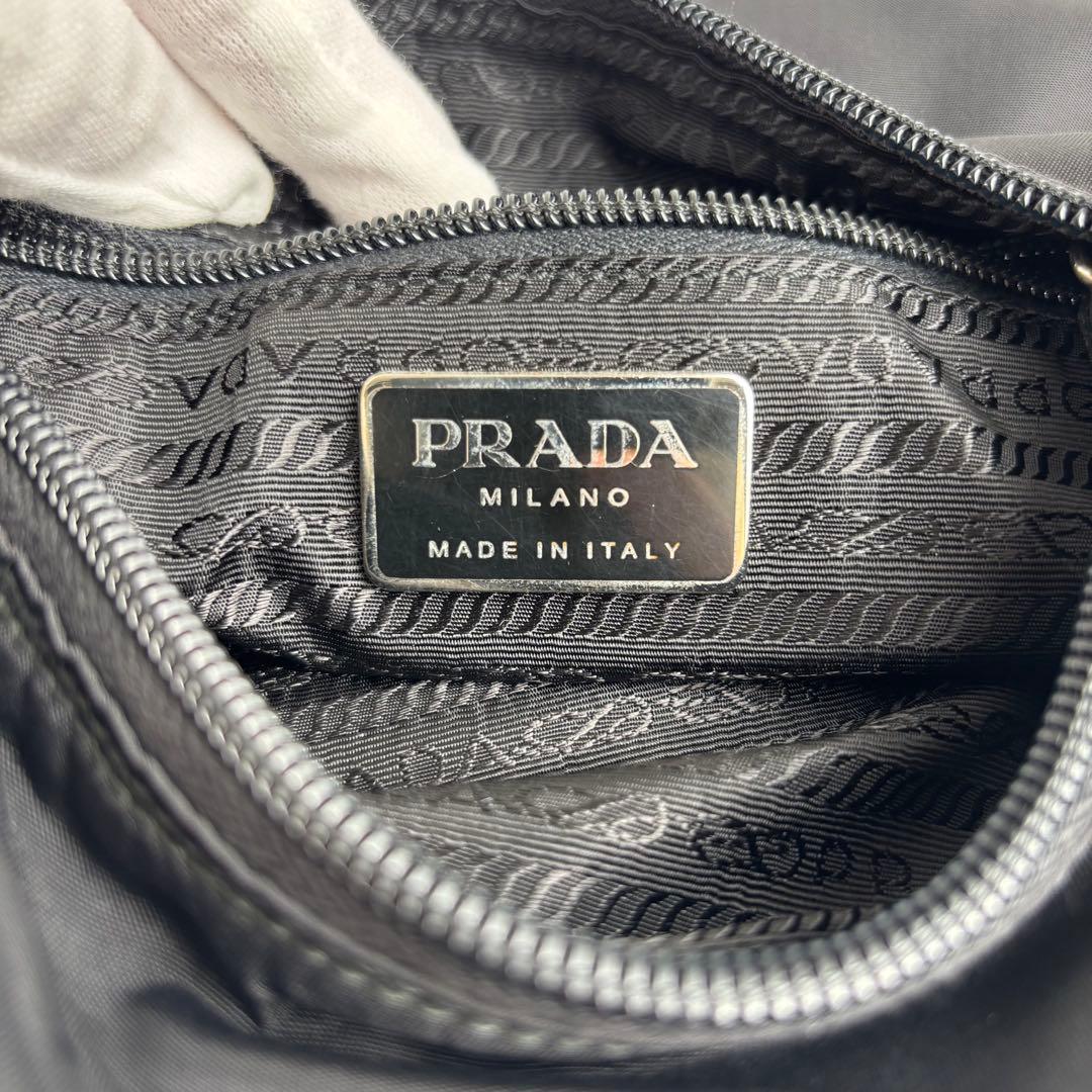 極美品 PRADA プラダ ショルダーバッグ テスートナイロン レザー ブラック