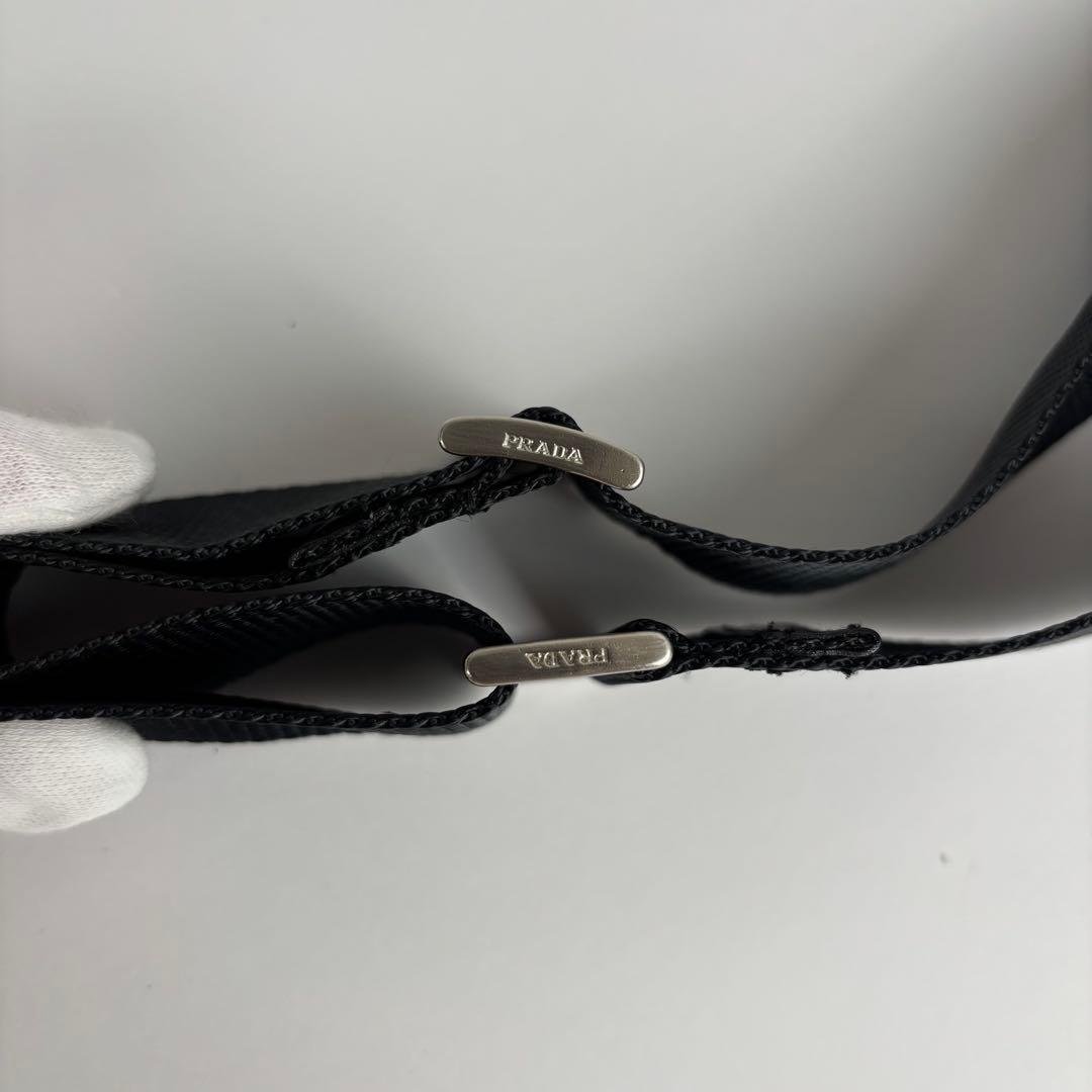 極美品 PRADA プラダ ショルダーバッグ テスートナイロン レザー ブラック