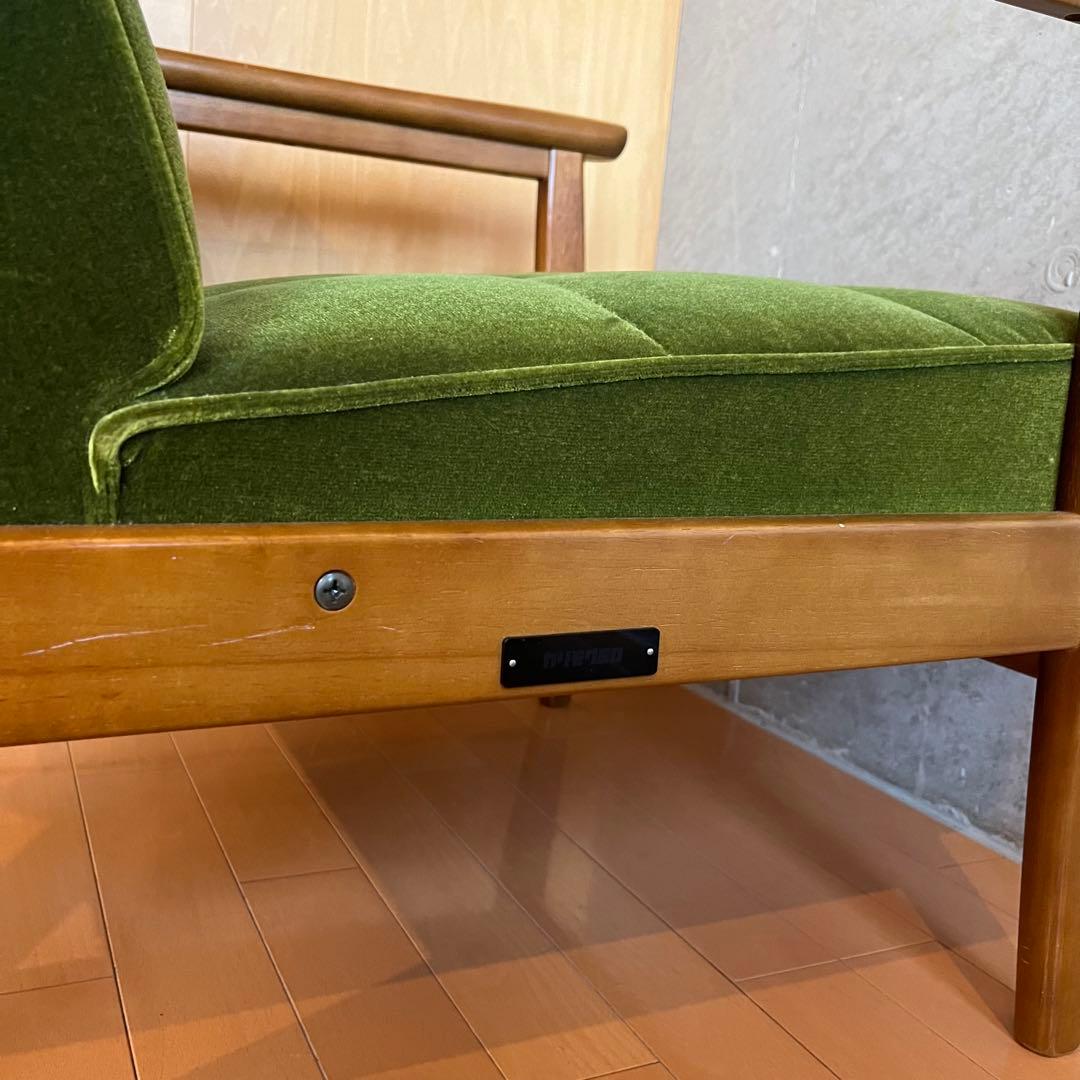 カリモク60 一人掛けソファ　モケットグリーン