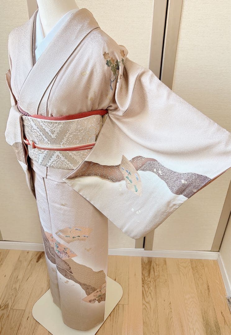 極美品　正絹　訪問着　フルセット　裄67 L 卒業式入学式　袋帯　トール　一つ紋