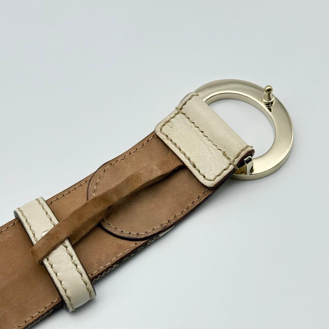 ✨良品✨グッチ GG柄 ベルト キャンバス レザー ゴールド金具 ユニセックス