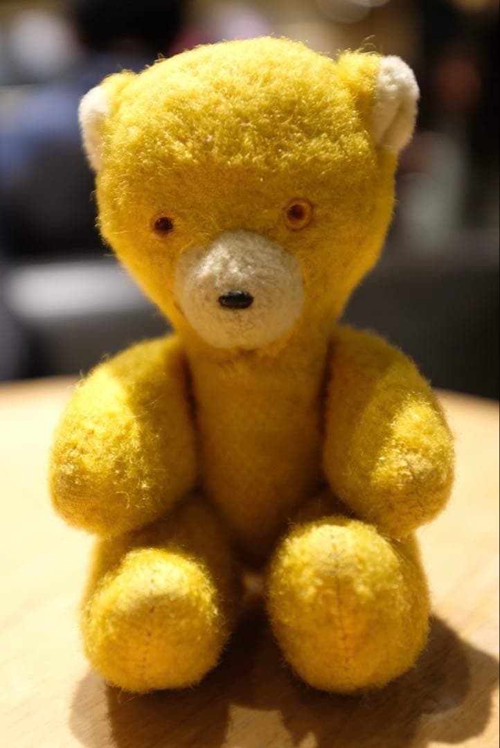 DDRベア　アンティークベア　アンティークテディベア　イエロー