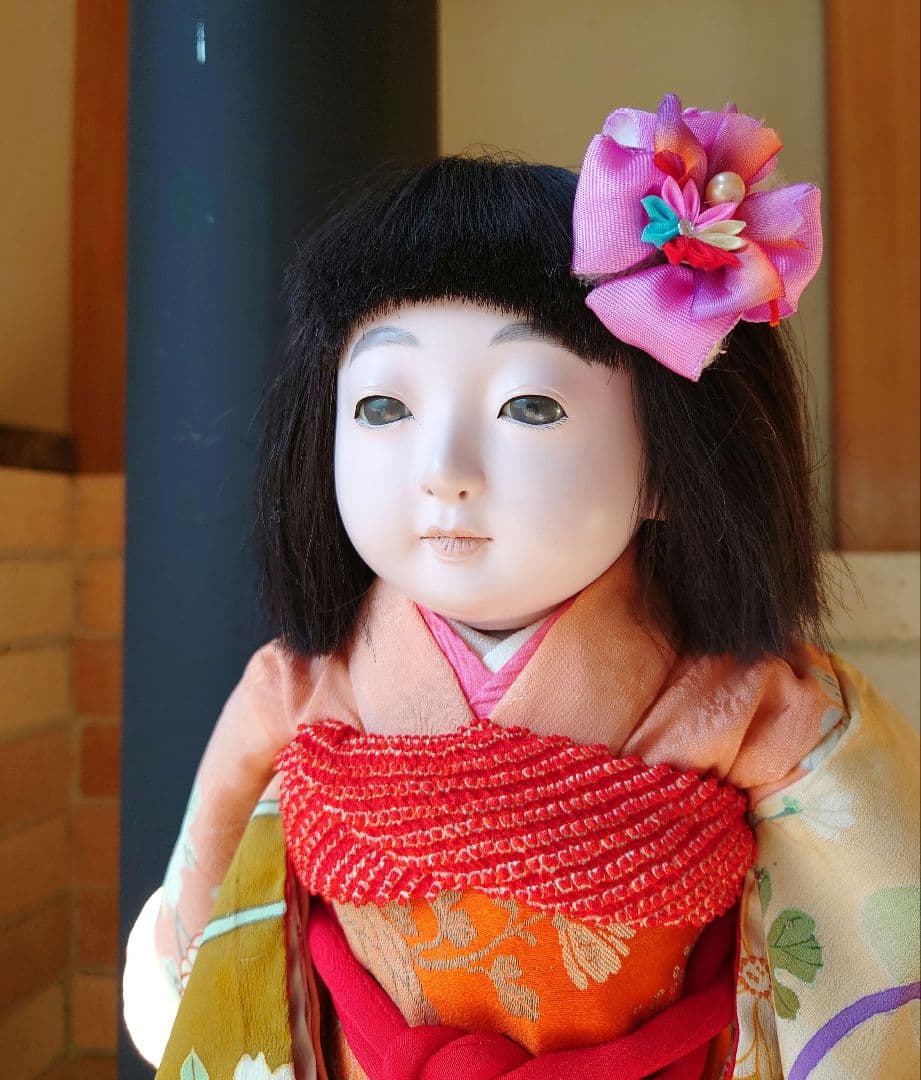 極上　市松人形 大正から昭和初期　爪切りつき　白木屋特製　羽衣　人毛　約42cm