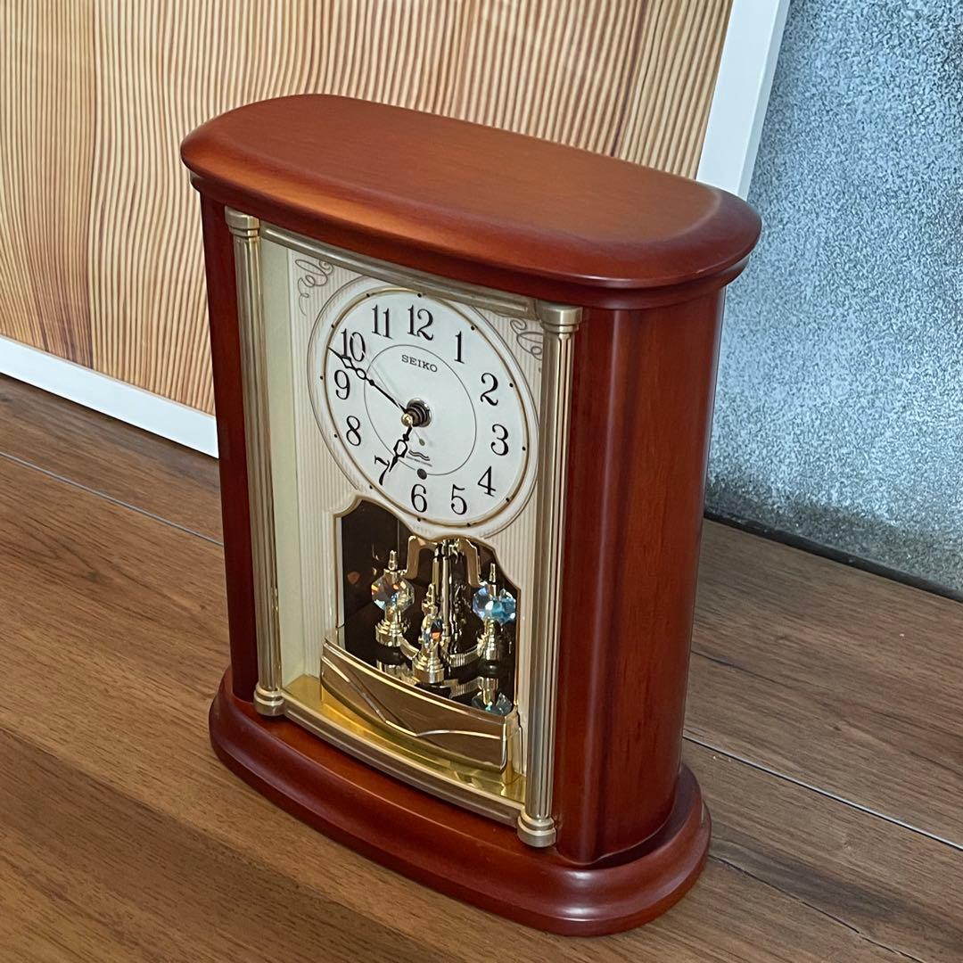 SEIKO EMBLEM 電波 置き 時計 スワロフスキー BY227B