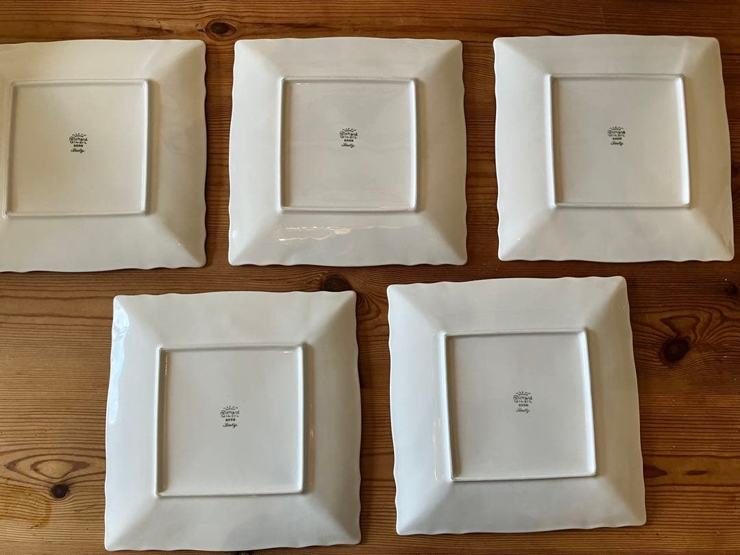 ジノリ　ベッキオホワイト22スクエアプレート×5