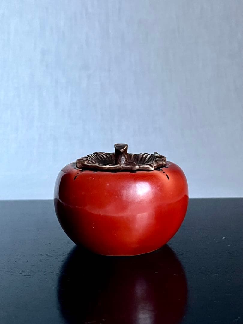 有田焼 閑山 作 柿形 香合 寿仙荘蔵印 茶道具