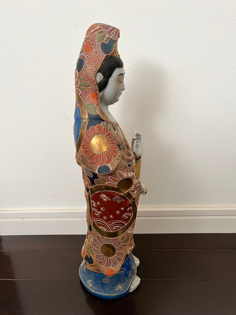 九谷焼　観音菩薩像　観音様　九谷菊仙　アンティーク　優しいお顔　約40㎝超え