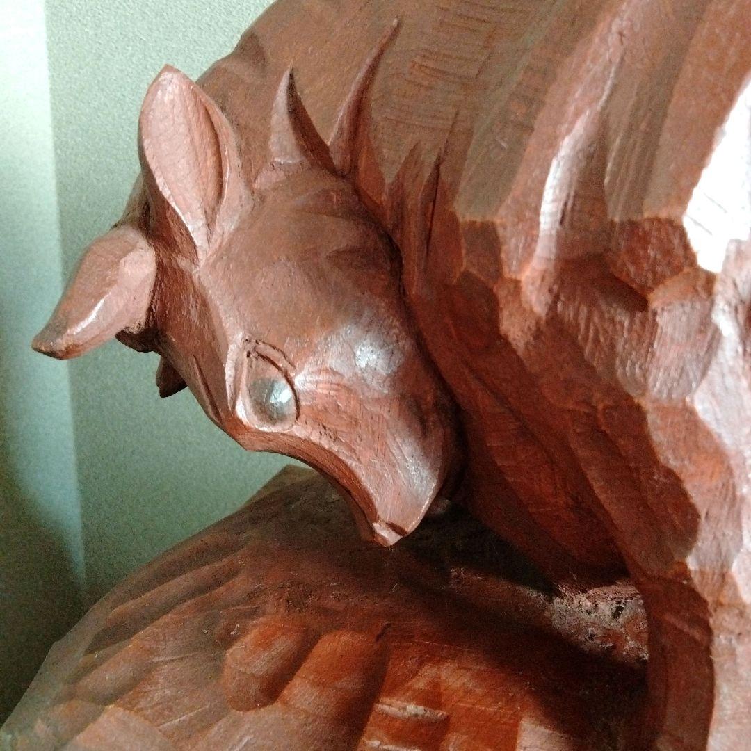 木彫　牛の彫刻　西田秀　木彫牛　井波彫刻