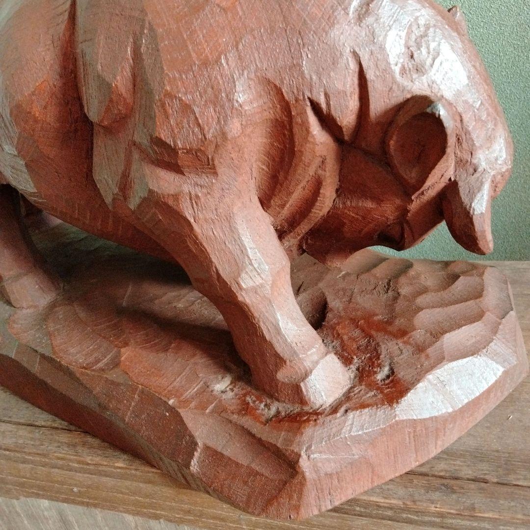 木彫　牛の彫刻　西田秀　木彫牛　井波彫刻