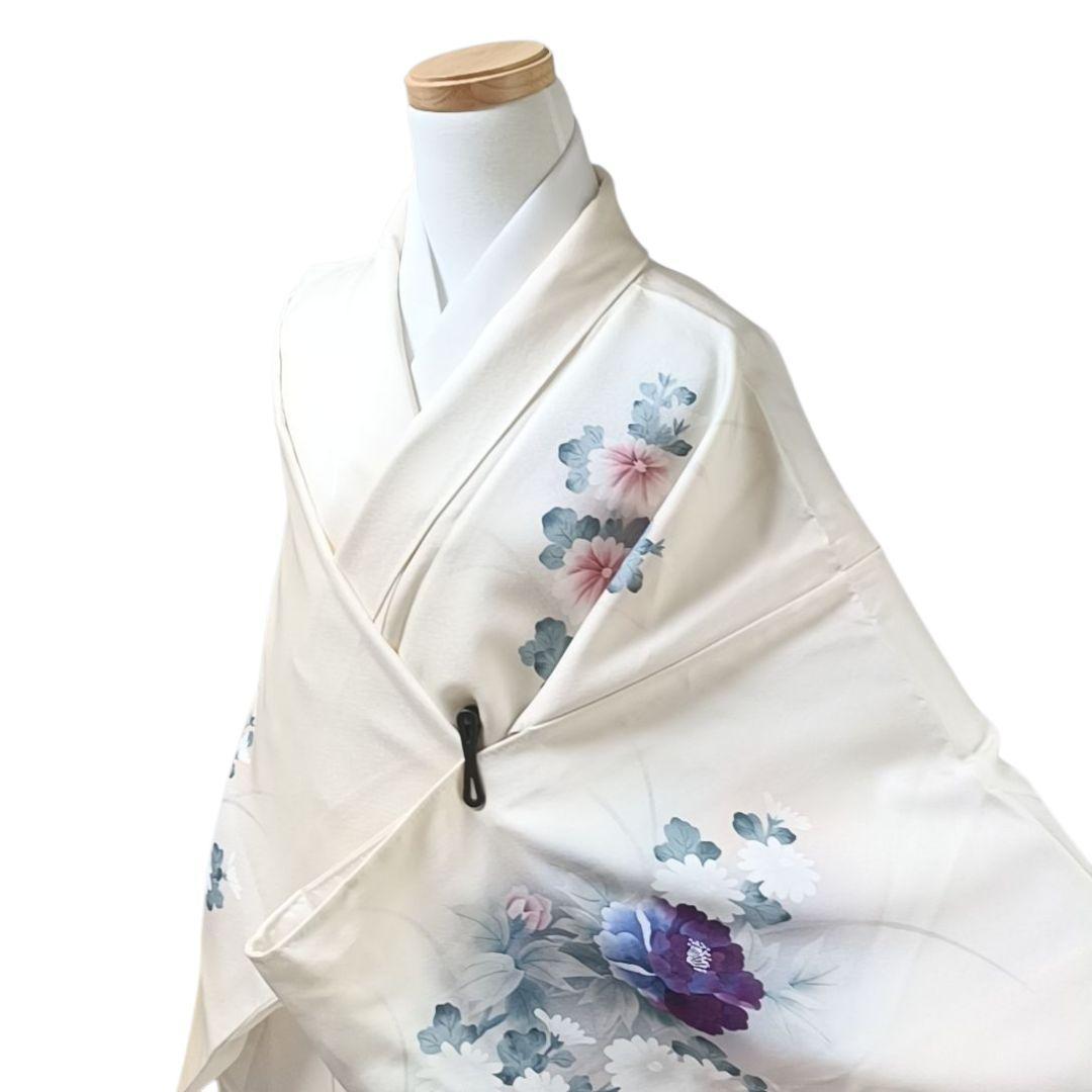 ち*る様 850 着物 袷 着丈150 付け下げ クリーム色 花柄