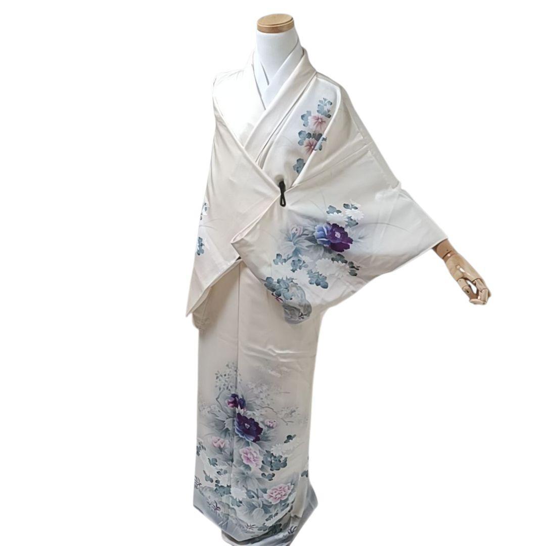 ち*る様 850 着物 袷 着丈150 付け下げ クリーム色 花柄