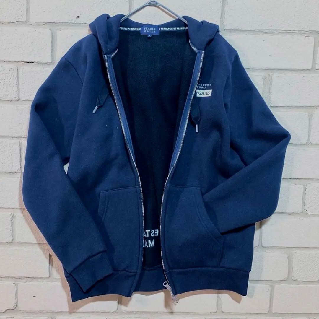 【美品】パーリーゲイツ　パーカー　ダブルジップ　刺繍　ロゴ　M