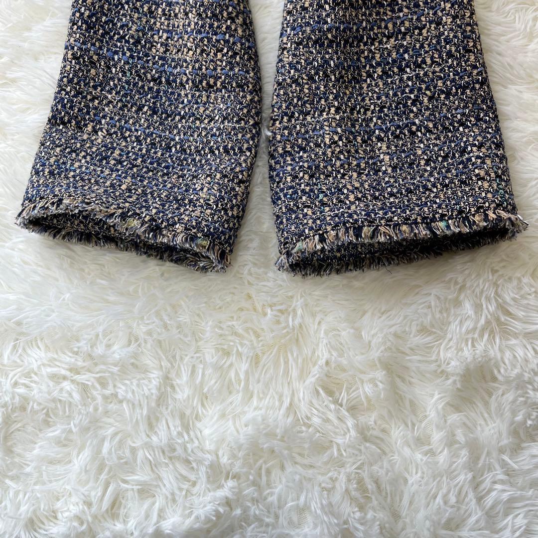 【美品】23区 GIOLICA ツイードノーカラージャケット