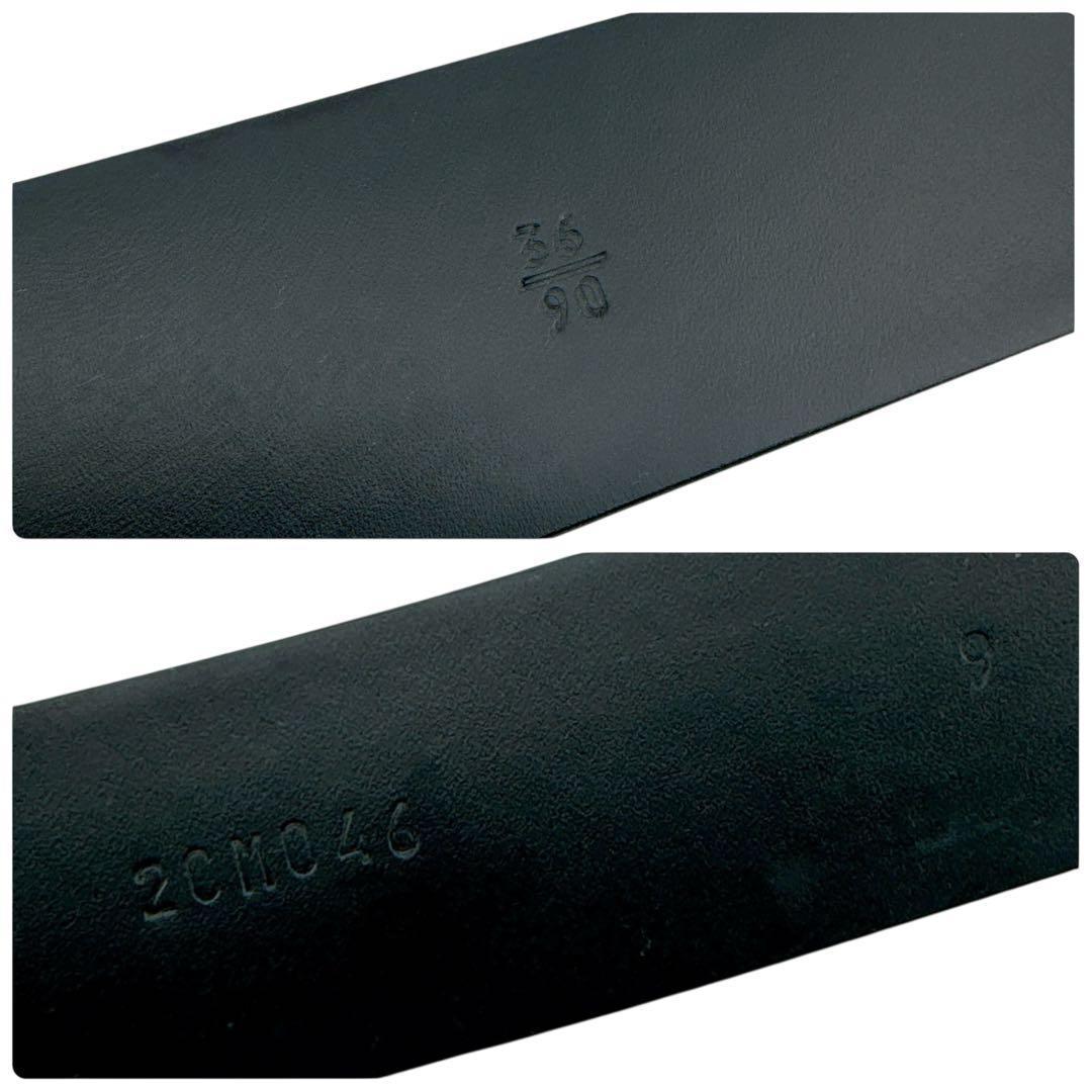 美品◇プラダ サフィアーノレザー メタル ロゴ ベルト ブラック ユニセックス