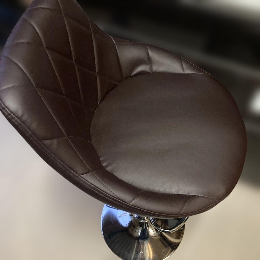 【レトロ】回転式 カウンターチェア レザー調　高さ調整可能