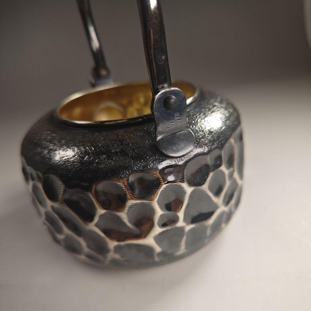 ウ302 急須『秀峯堂造　燻銀　いぶし銀　ひしぎ形　水注　薬缶』茶道具　銅製