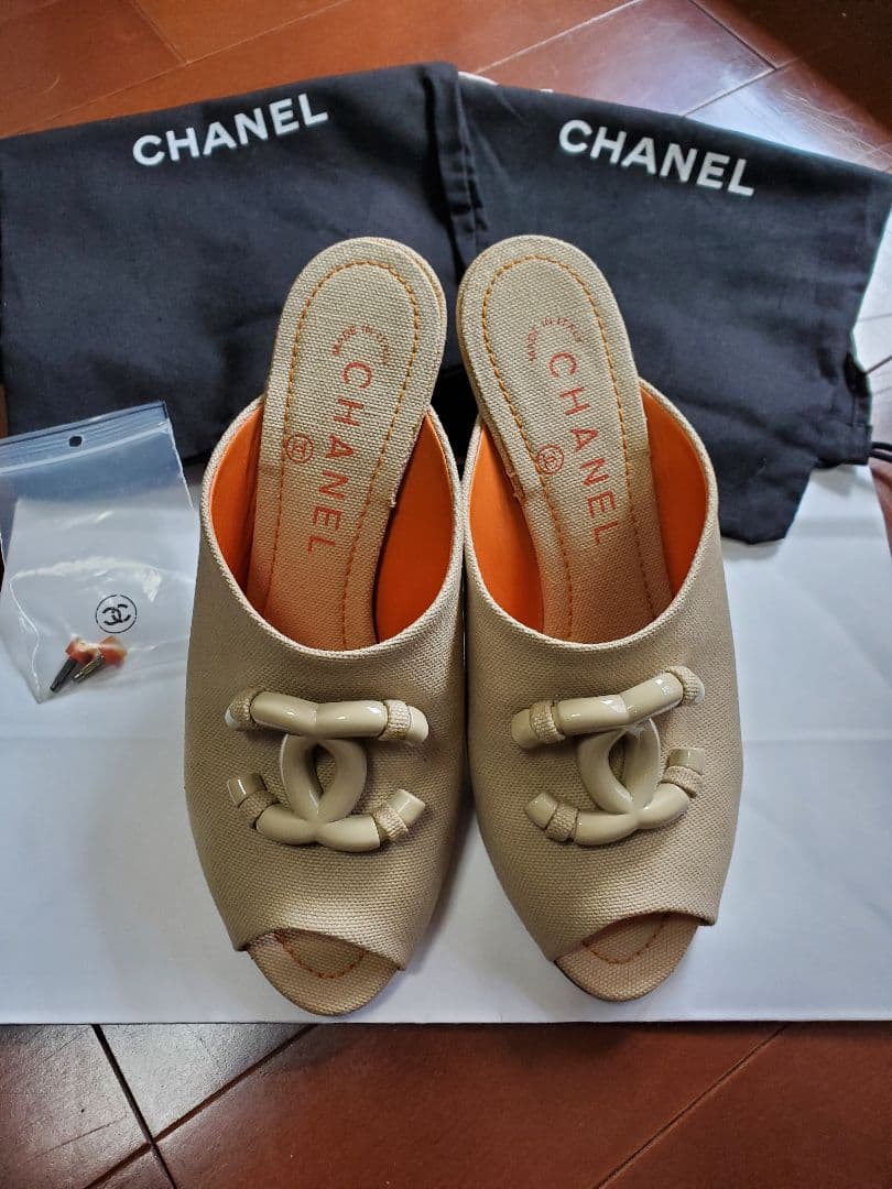 シャネル　CHANEL　ココマーク　キャンバスミュール　サイズ34