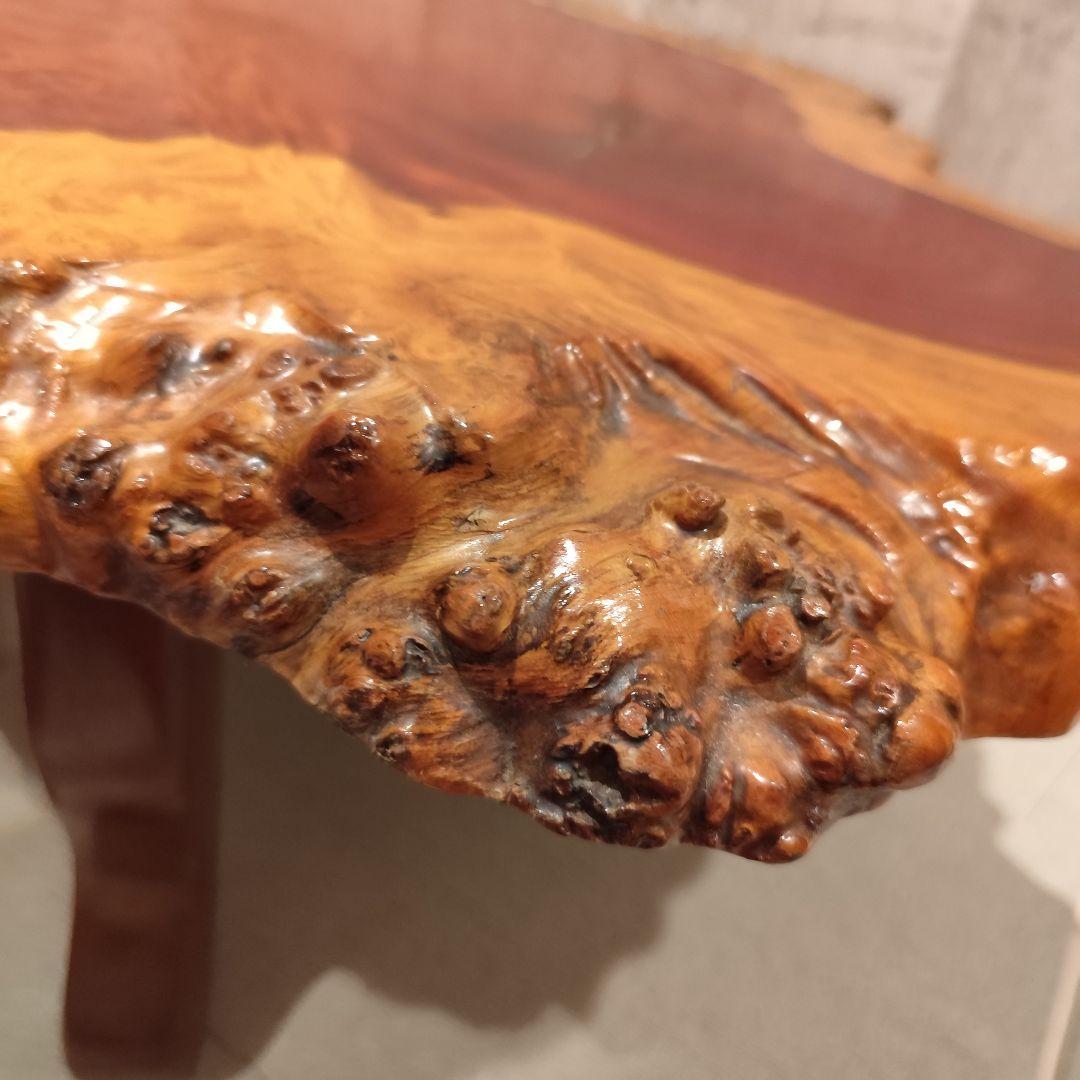 希少 花梨 唐木 テーブル 一点物 銘木 一枚板 瘤杢 花台 ローテーブル