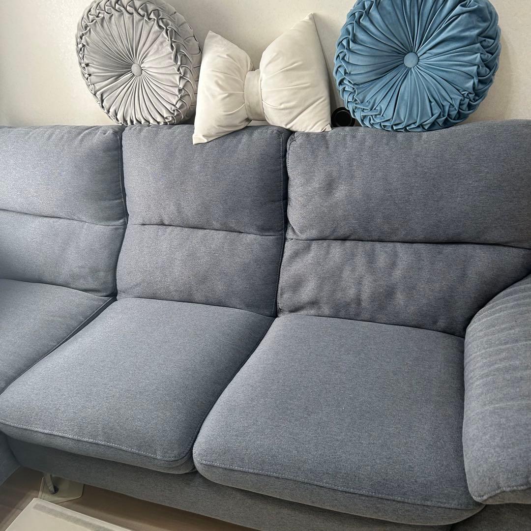 【ニトリ】布張りL字 3〜4人掛けカウチソファ(RC ストリフトGY) ②カウチ