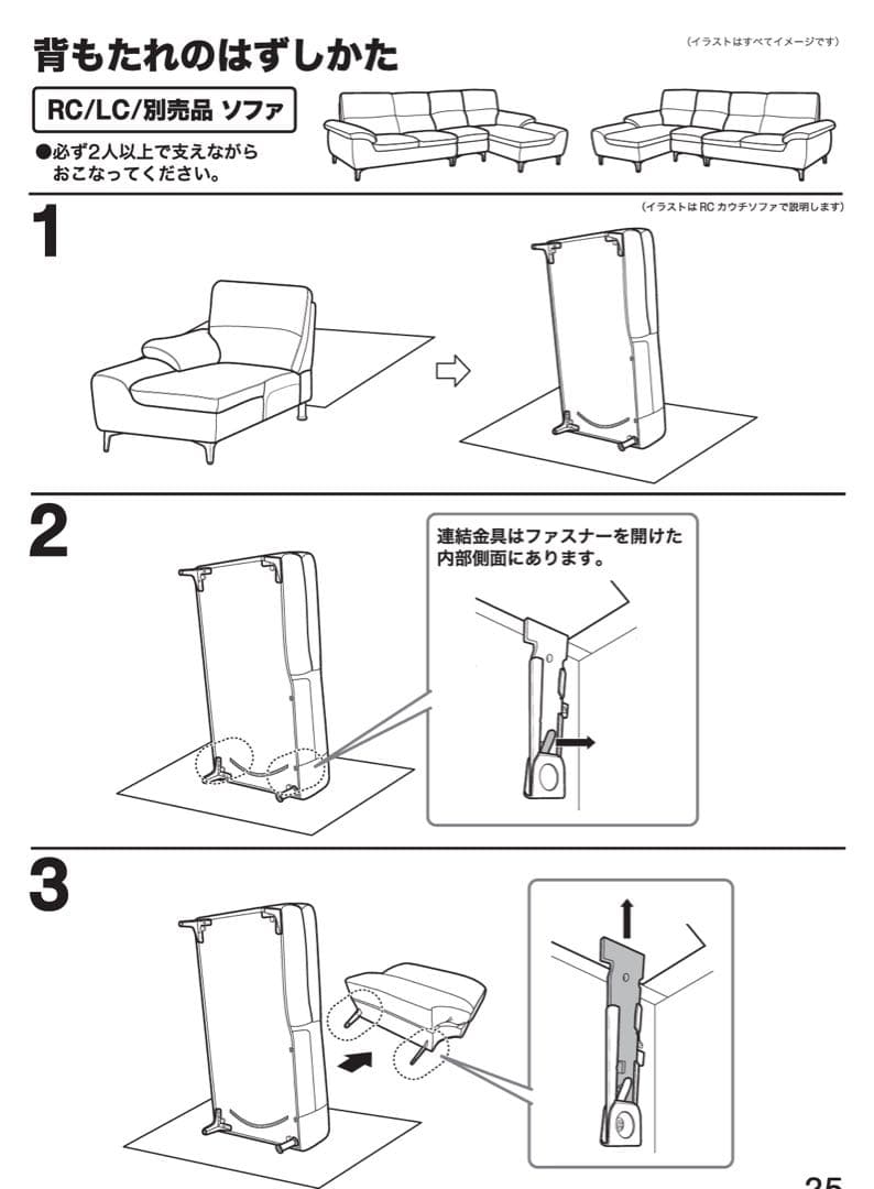 【ニトリ】布張りL字 3〜4人掛けカウチソファ(RC ストリフトGY) ②カウチ