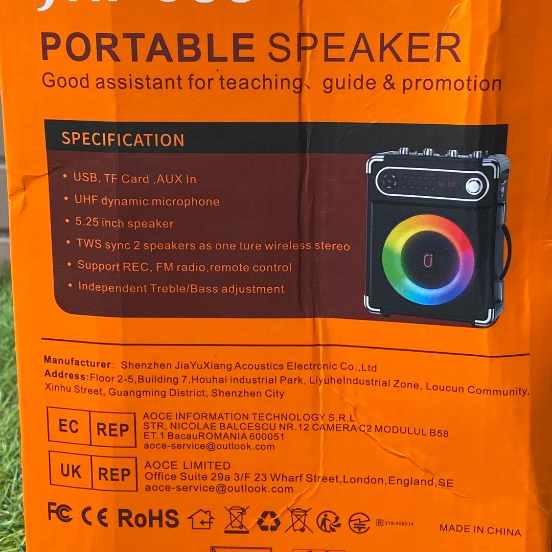 JYX-S55ポータブルカラオケセット LEDライト 2本マイク付き