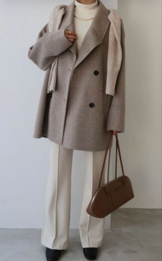 人気☆evernavy リバーピーコート ダブルブレスト エバーネイビー　M