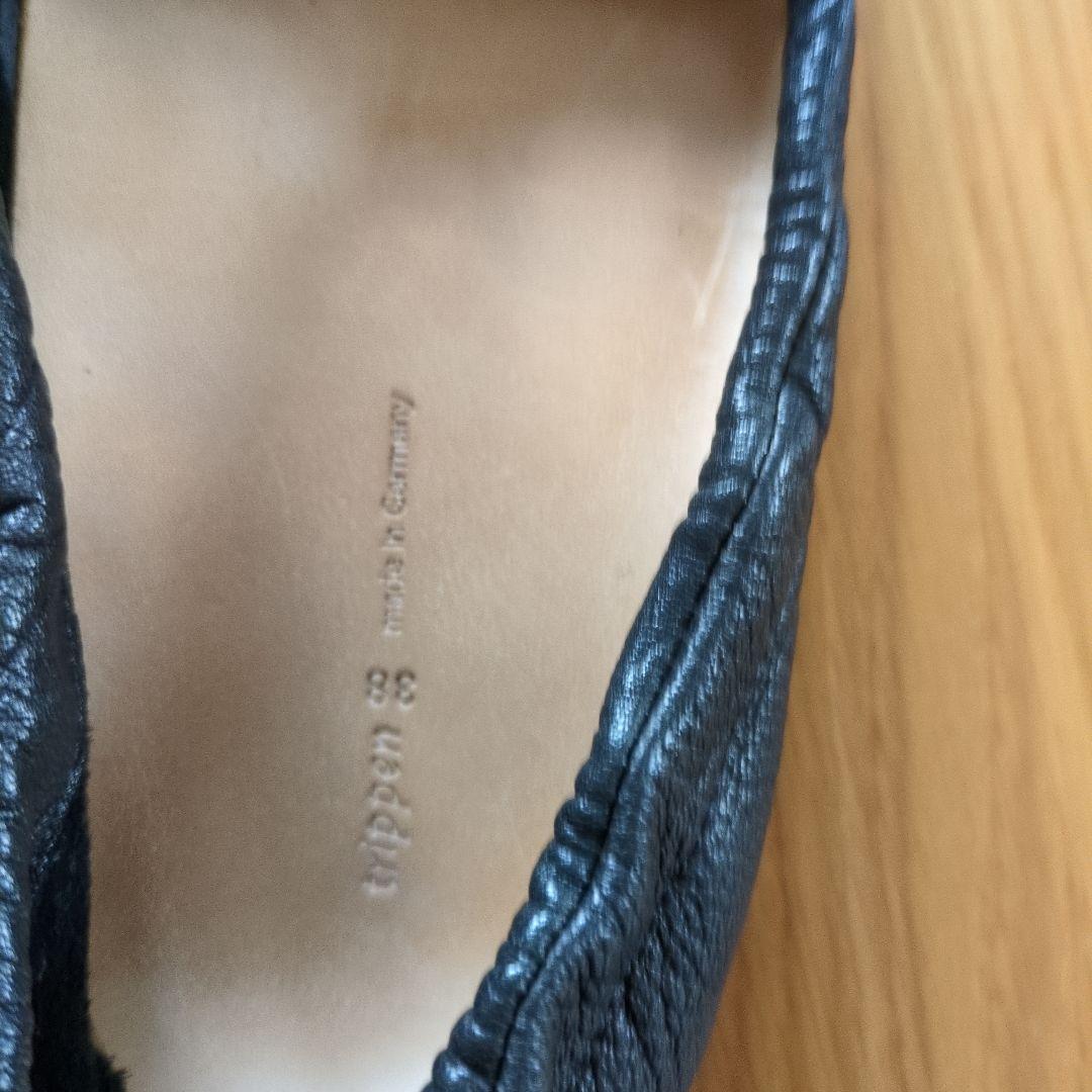 【trippen】ブラックレザー フラットシューズ 38