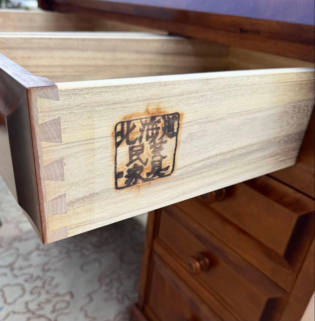北海道民芸家具 樺無垢材 ライティングビューロー 民芸家具