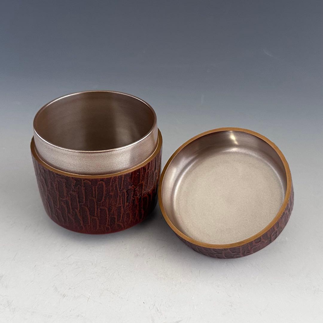 茶道具　松葉蒔絵　松皮塗　内銀　吹雪　薄茶器　吉田華正　共箱　山中塗　漆芸　棗