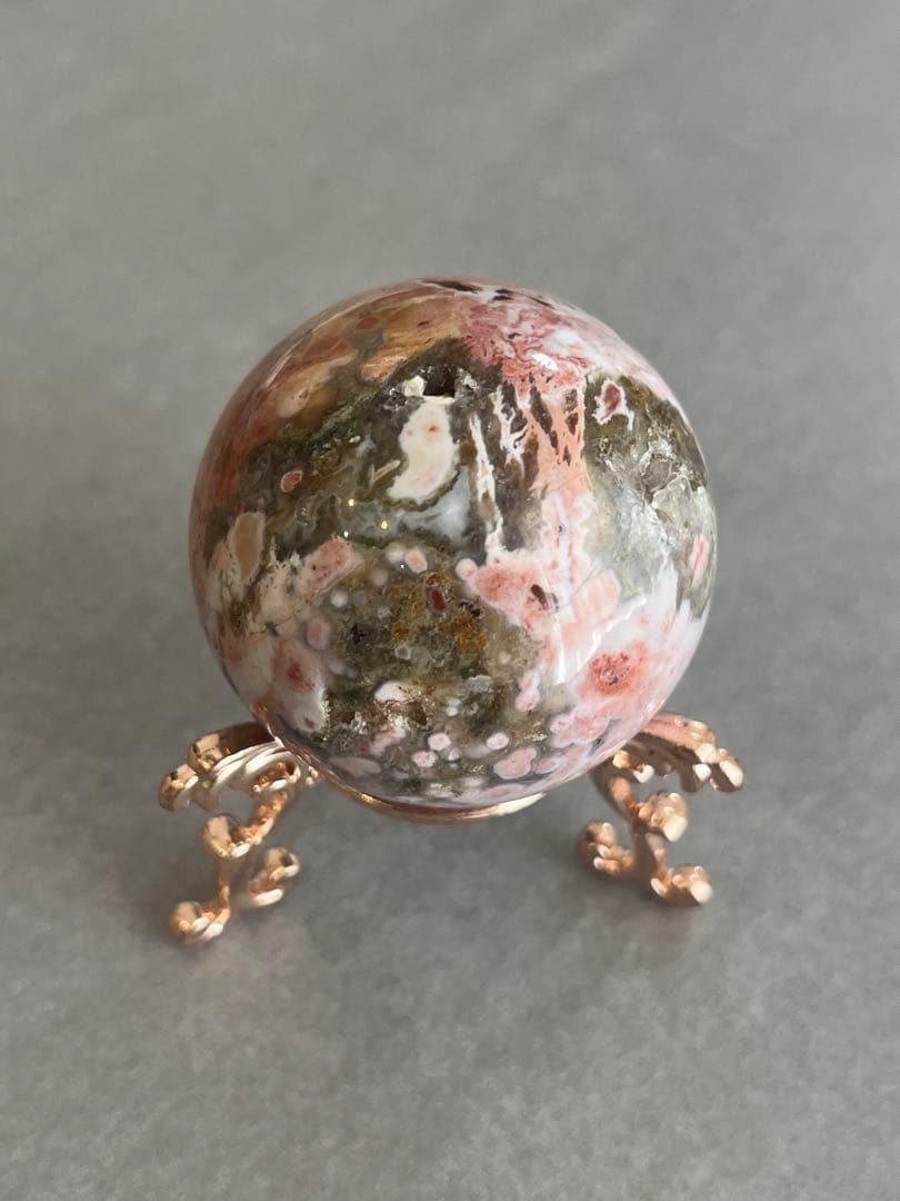 【希少】ピンク8th veinオーシャンジャスパー　スフィア　4.4cm