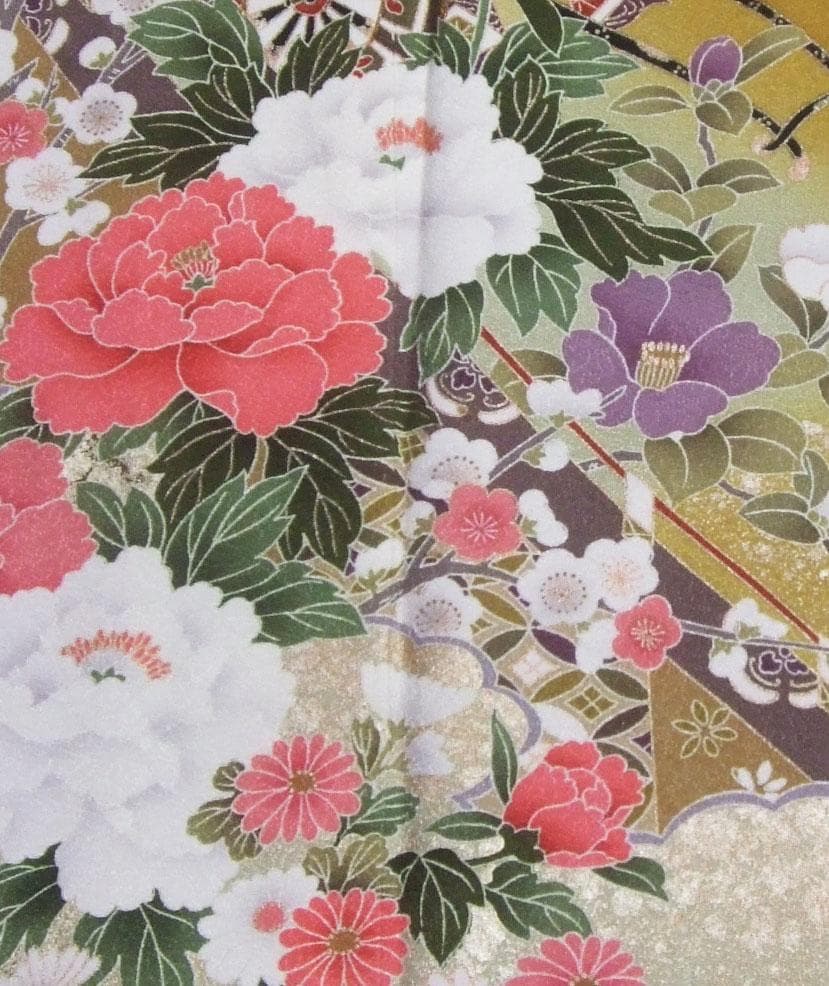 古典柄/牡丹桜/ぼかし染め/金駒刺繍/振袖フルセット　ｍ97　成人式