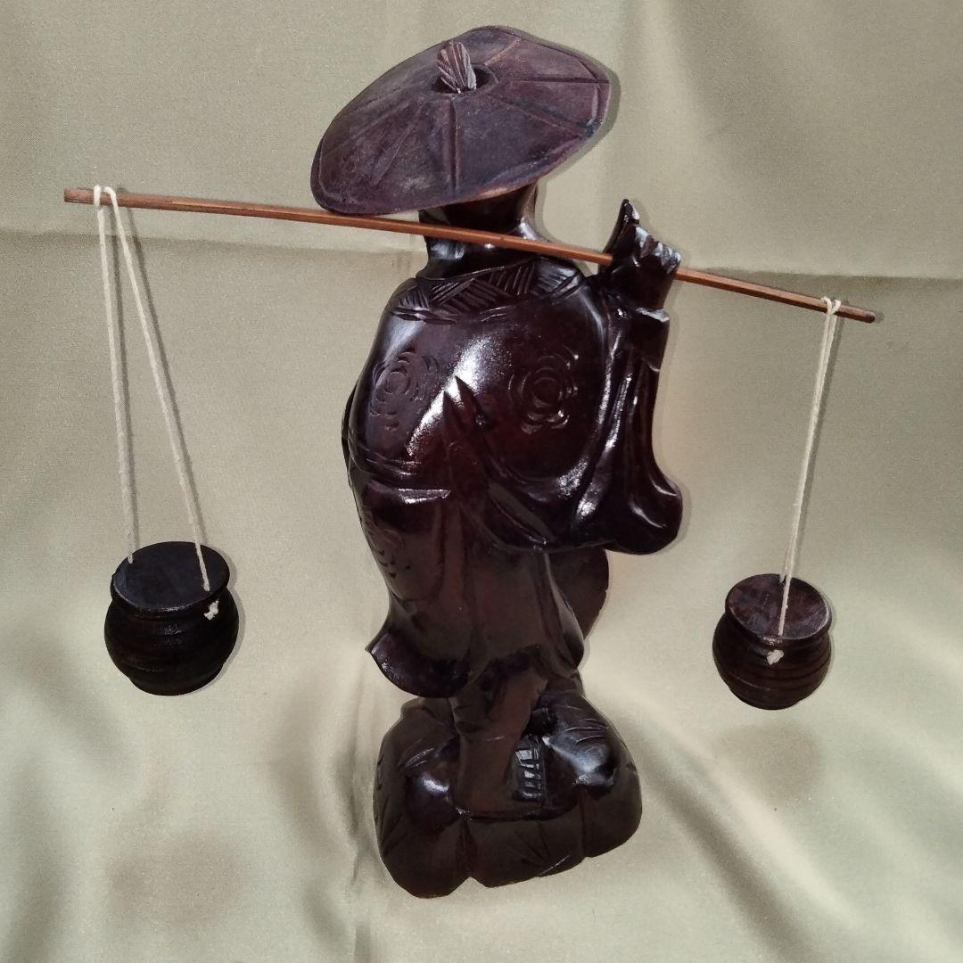 ★商談中★　1000♦ 木彫り像・釣り人・行商人・縁起物(約33㎝/木材種不明)